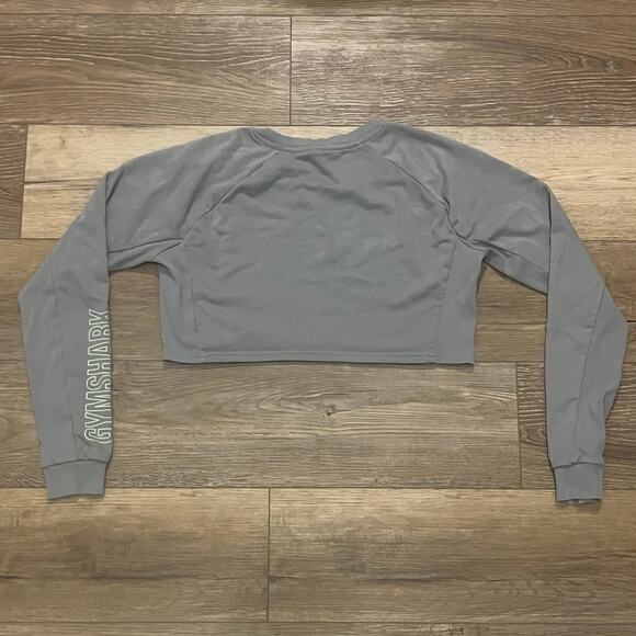 Gymshark Cropped Crewneck Sweatshirt Womens Medium Gray Gym Workout Athletic - Picture 3 of 6
